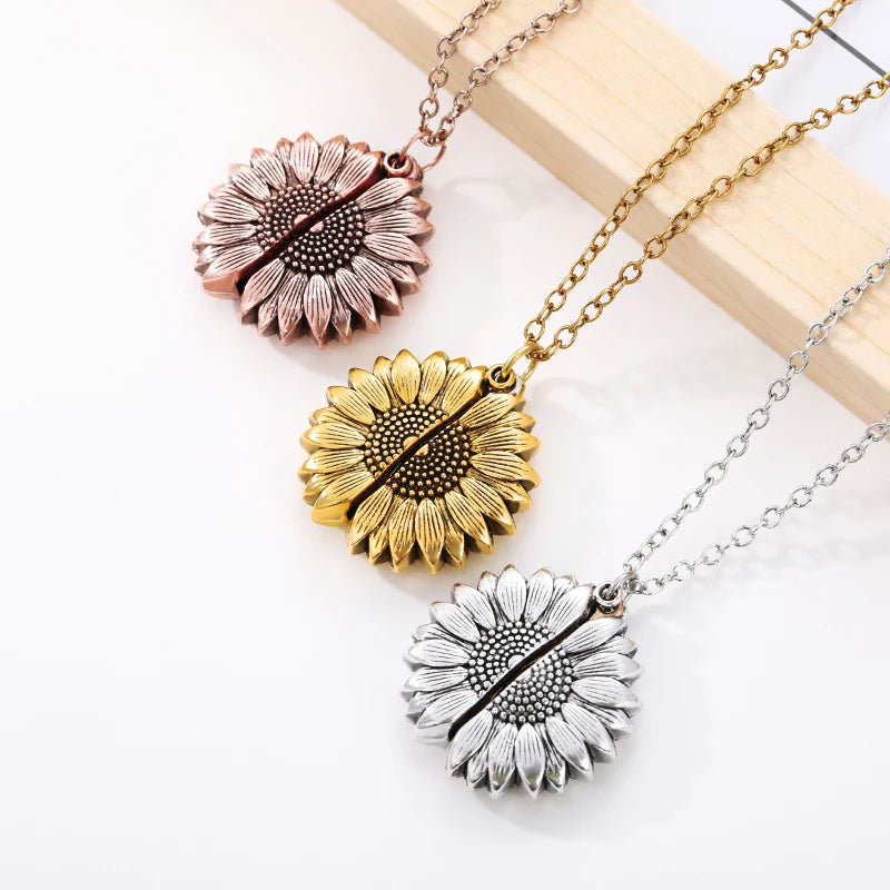 Colar Girassol - Você é Meu Raio de Sol - Aço Inoxidável l 50% OFF + Frete Grátis