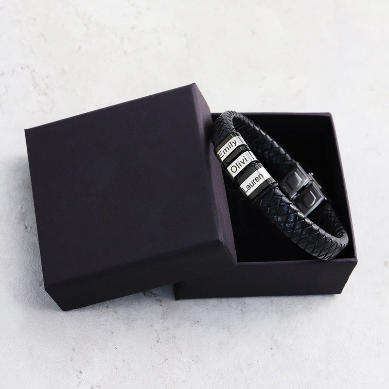 Pulseira Meu Pai Minha Vida - Pulseira de Couro + Aço Inoxidável
