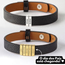 Pulseira Premium Personalizada  | Meu Pai Minha Vida - Couro + Aço Inoxidável | Oferta Especial Dia Dos Pais 50% Off + Frete Grátis