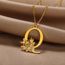 Colar Personalizado | Rosa da Vida - Aço Inoxidável - Folheado a Ouro - Corte a Laser.