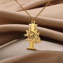 Colar Personalizado | Rosa da Vida - Aço Inoxidável - Folheado a Ouro - Corte a Laser.