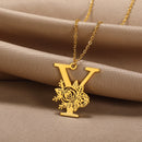 Colar Personalizado | Rosa da Vida - Aço Inoxidável - Folheado a Ouro - Corte a Laser.