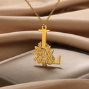 Colar Personalizado | Rosa da Vida - Aço Inoxidável - Folheado a Ouro - Corte a Laser.