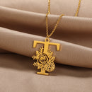 Colar Personalizado | Rosa da Vida - Aço Inoxidável - Folheado a Ouro - Corte a Laser.