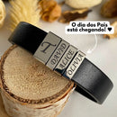 Pulseira Premium Personalizada  | Meu Pai Minha Vida - Couro + Aço Inoxidável | Oferta Especial Dia Dos Pais 50% Off + Frete Grátis