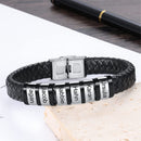 Pulseira Meu Pai Minha Vida - Pulseira de Couro + Aço Inoxidável