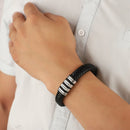 Pulseira Meu Pai Minha Vida - Pulseira de Couro + Aço Inoxidável